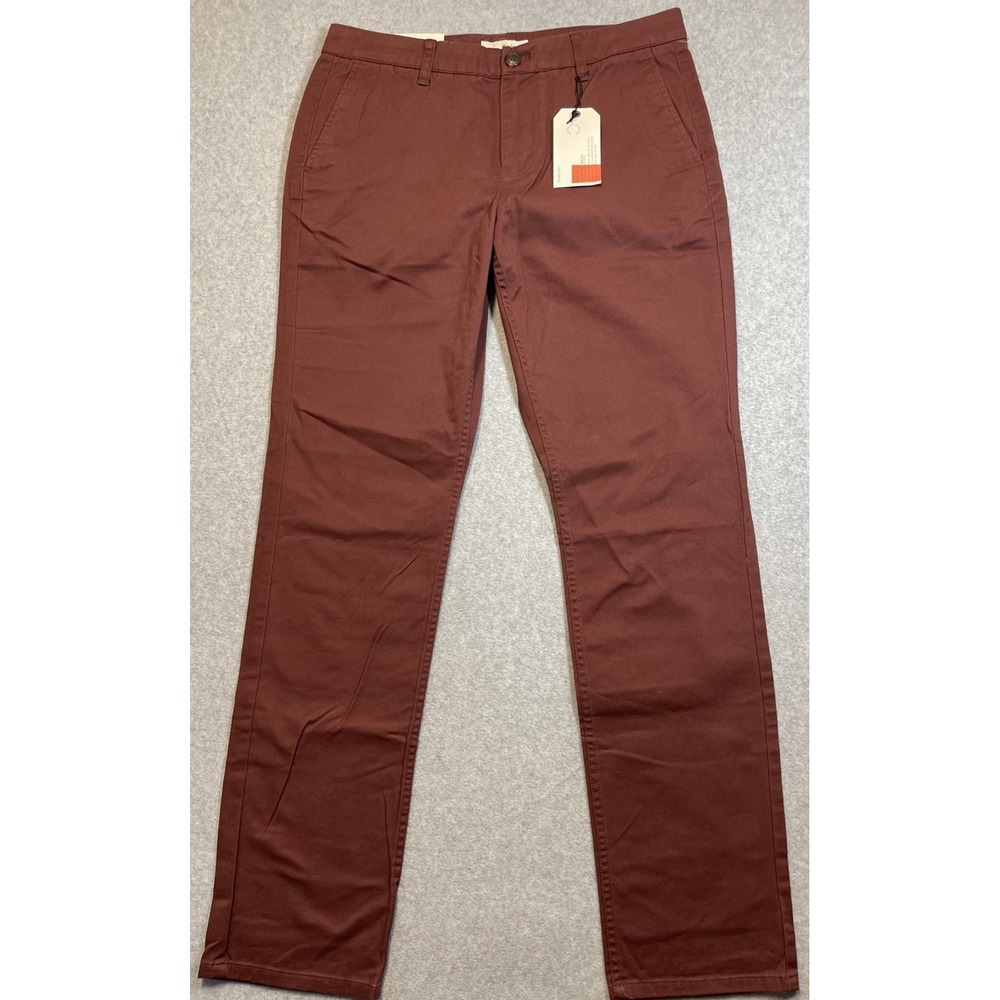 Hawker Rye Men's Slim Fit Stretch Chino Burgundy Size 33x32 Office Wear